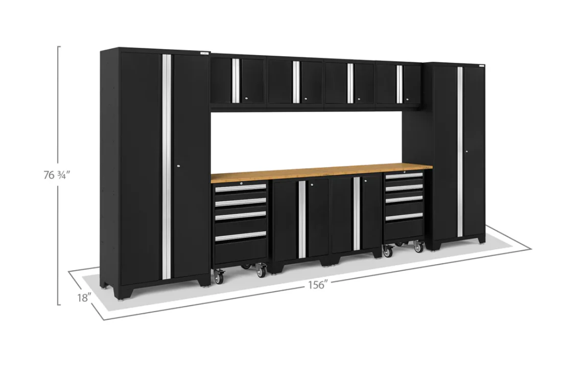 NewAge Garage Cabinets BOLD Series Black 12-Piece Set with Bamboo Top - 63202 - Image 2