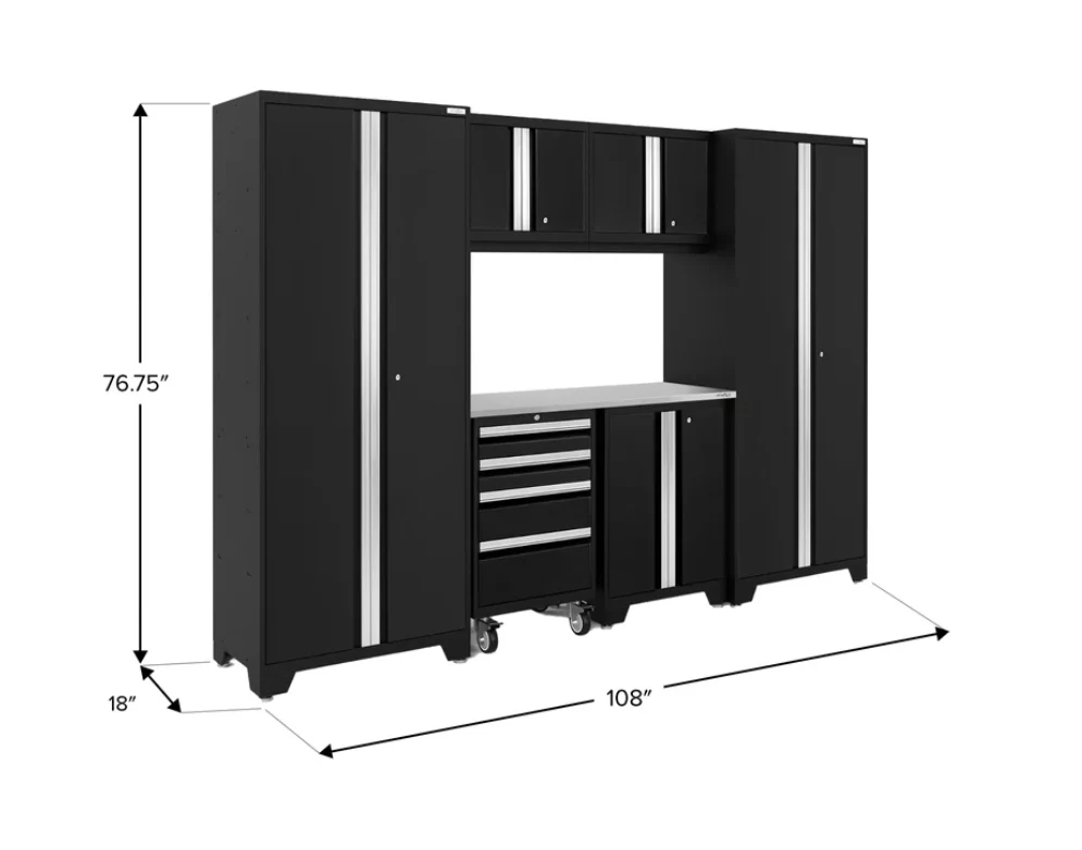 NewAge Garage Cabinets BOLD Series Black 7-Piece Set with Stainless Steel Top - 63053 - Image 2