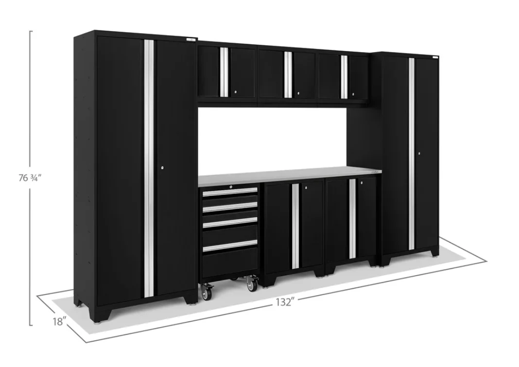 NewAge Garage Cabinets BOLD Series Black 9-Piece Set with Stainless Steel Top - 63151 - Image 2