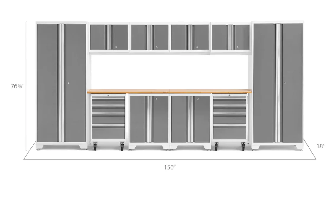 NewAge Garage Cabinets BOLD Series Platinum 12-Piece Set with Bamboo Worktop - 56915 - Image 2