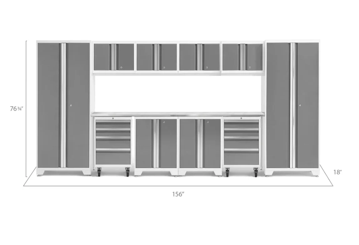 NewAge Garage Cabinets BOLD Series Platinum 12-Piece Set with Stainless Steel Top - 56916 - Image 2