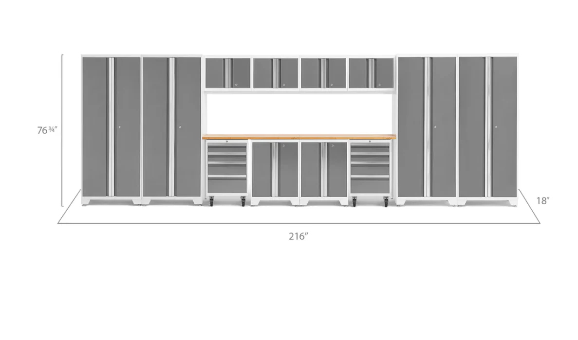 NewAge Garage Cabinets BOLD Series Platinum 14-Piece Set with Bamboo Top - 56992 - Image 2