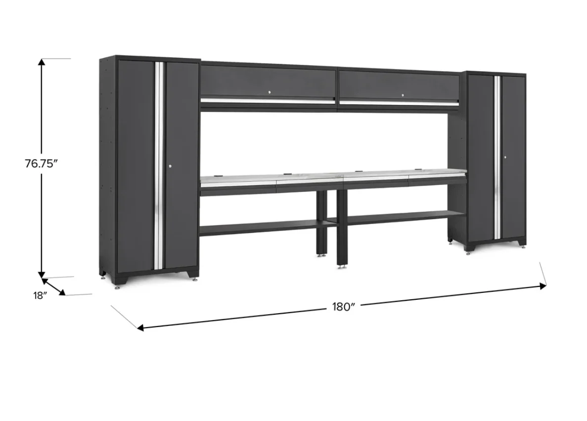 Newage Products Bold Series Gray 8 Piece Set with Stainless Steel Worktop - 74505 - Image 2