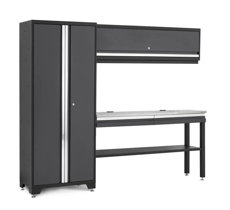 Newage Products Bold Series Gray All-in-one 4 Piece Set with Stainless Steel Worktop - 73505