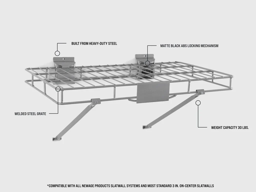 Newage Products Lockable Slatwall 2ft Wire Shelves (Pack of 2) - 55536 - Image 3