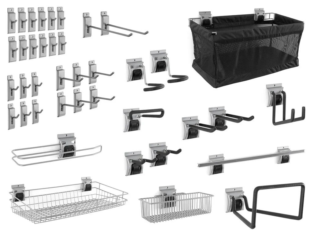Newage Products Lockable Slatwall 40-Piece Accessory Kit - 55539