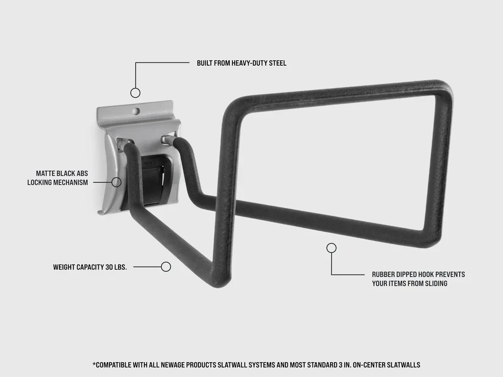 Newage Products Lockable Slatwall Deep Utility Hook (Pack of 2) - 55529 - Image 4