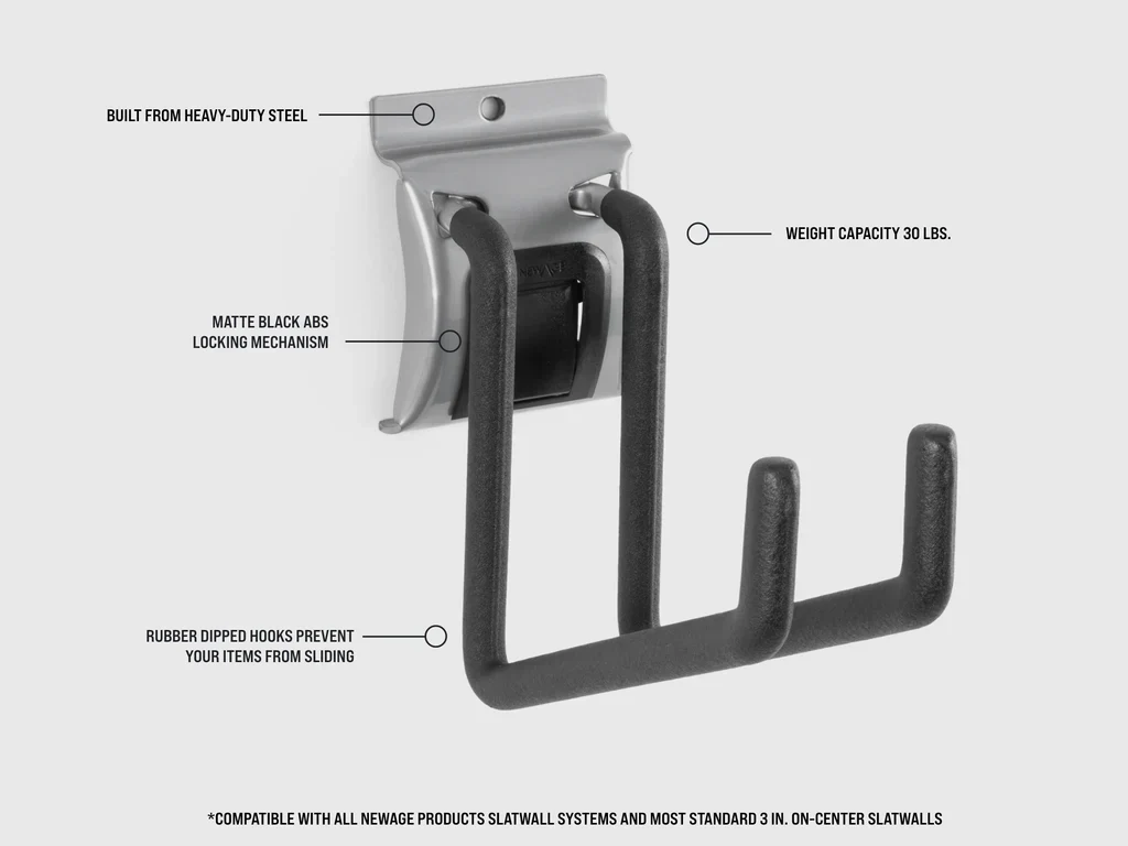 Newage Products Lockable Slatwall J Hook (Pack of 2) - 55530 - Image 3