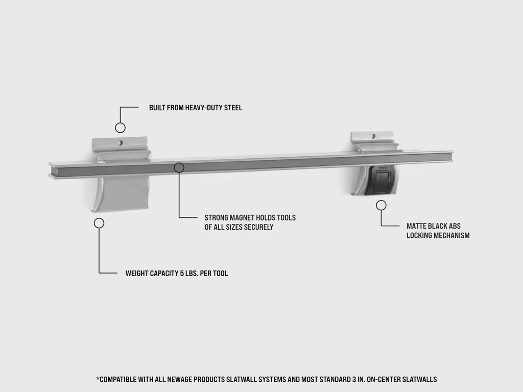 Newage Products Lockable Slatwall Magnetic Tool Bar - 55534 - Image 2