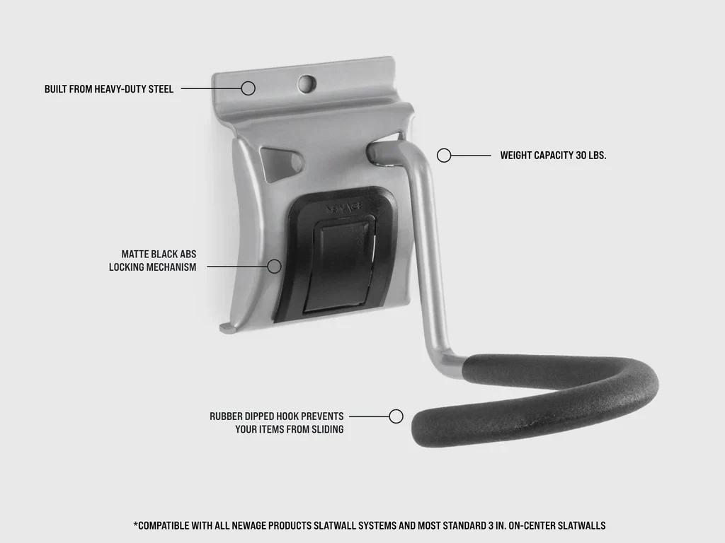 Newage Products Lockable Slatwall Vertical Bike Hook (Pack of 2) - 55531 - Image 3