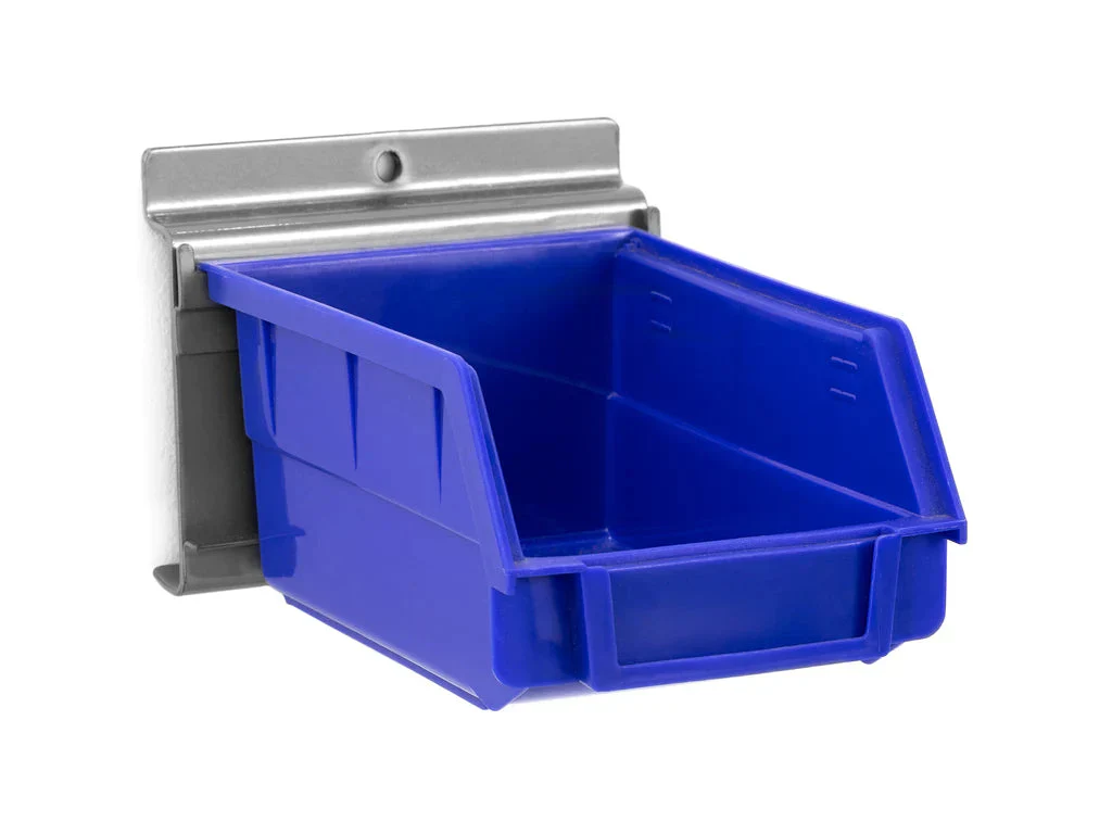 NewAge PVC Slatwall Blue Parts Bins with Parts Bins Support (Pack of 4) - Image 2