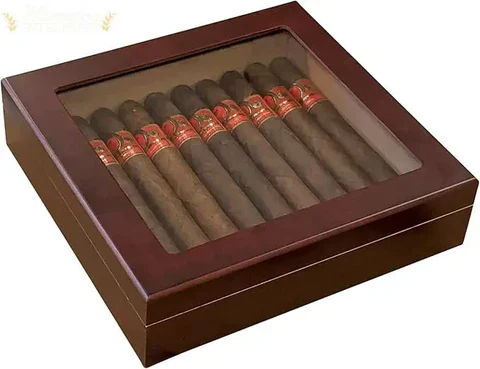 Prestige Import Group Chateau Glasstop 20-Count Cigar Humidor with Humidifier – Spanish Cedar Desktop Humidor - Image 2