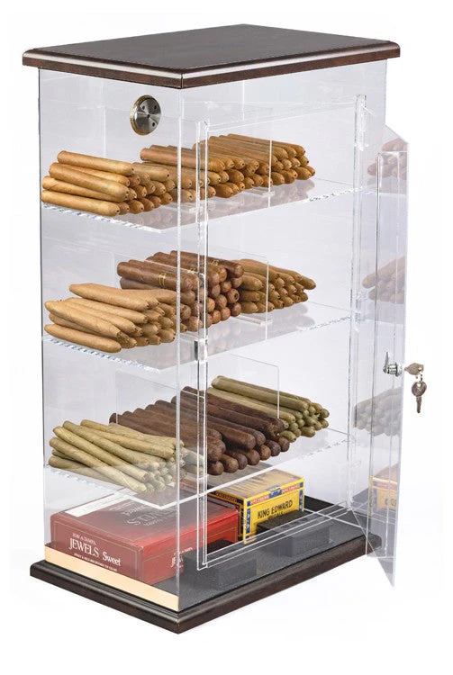 Prestige Import Group Acrylic See-Through Humidor Display Walnut Finish - Image 8