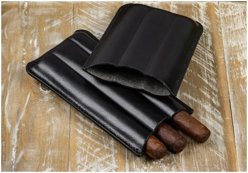 Prestige Import Group Black Bonded Leather 3-Cigar Travel Sleeve Case - Image 5
