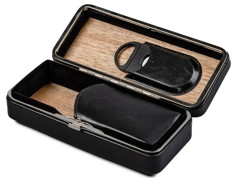 Prestige Import Group - 3 Cigar Folding Leather Travel Case w/ Cutter - Image 3