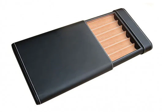 Prestige Import Group Black PVC Leather 6-Cigar Travel Humidor - Image 3