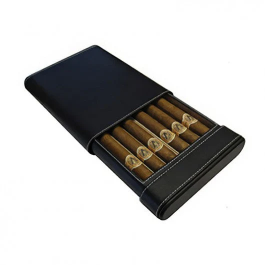 Prestige Import Group Black PVC Leather 6-Cigar Travel Humidor - Image 4