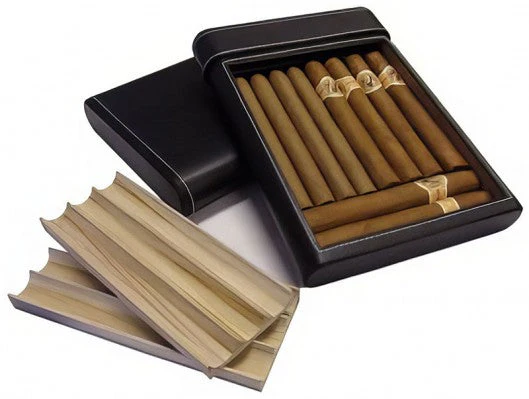 Prestige Import Group Black PVC Leather 6-Cigar Travel Humidor - Image 5