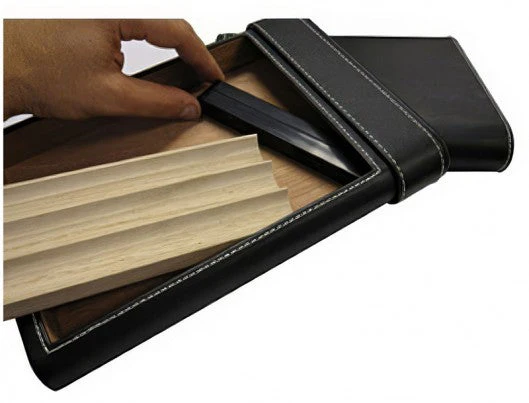 Prestige Import Group Black PVC Leather 6-Cigar Travel Humidor - Image 6