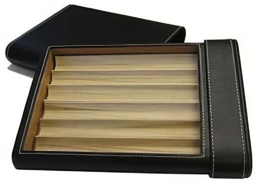 Prestige Import Group Black PVC Leather 6-Cigar Travel Humidor - Image 7