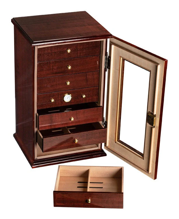 Prestige Import Group Charleston Desktop Humidor Gloss Cherry Seven Drawers - Image 3