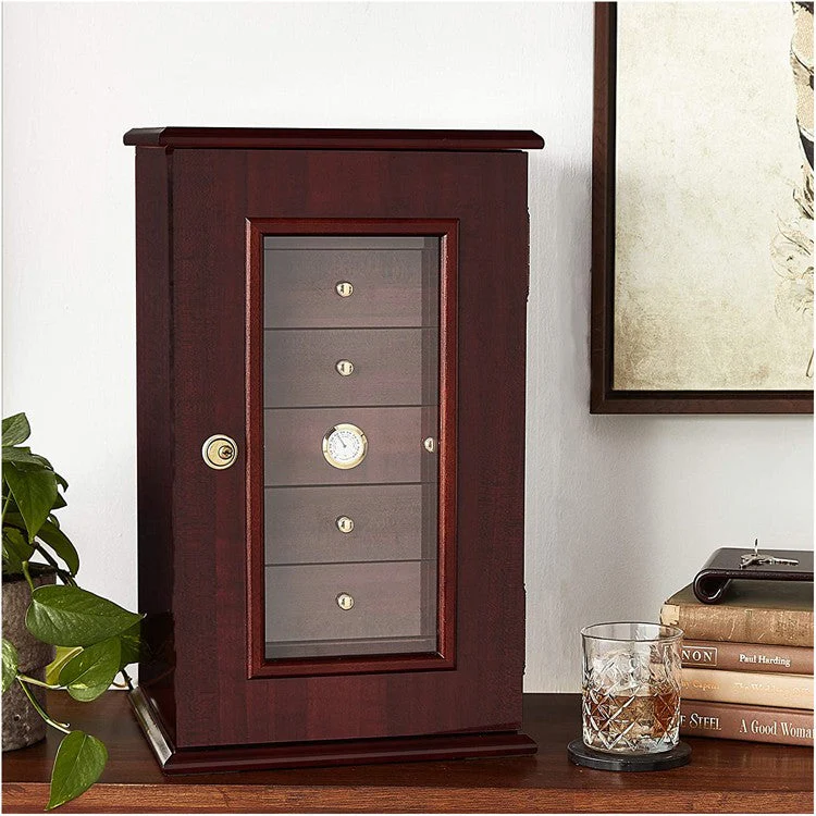 Prestige Import Group Charleston Desktop Humidor Gloss Cherry Seven Drawers - Image 6
