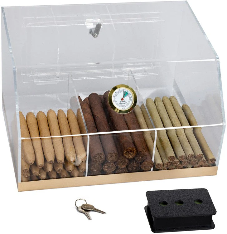 Prestige Import Group Clear Acrylic 75-Cigar Countertop Humidor with Hygrometer - Image 2