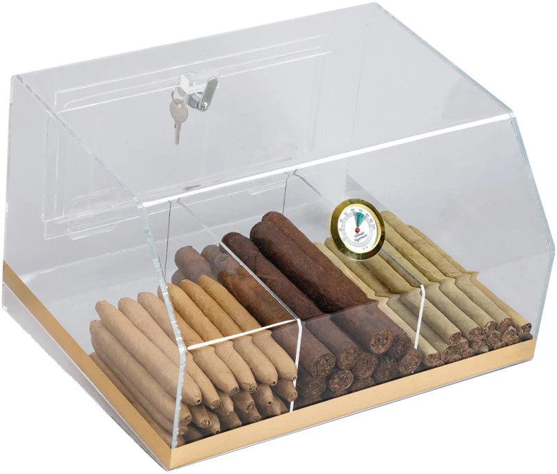 Prestige Import Group Clear Acrylic 75-Cigar Countertop Humidor with Hygrometer - Image 3