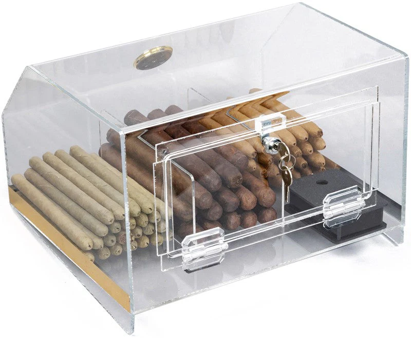 Prestige Import Group Clear Acrylic 75-Cigar Countertop Humidor with Hygrometer - Image 5