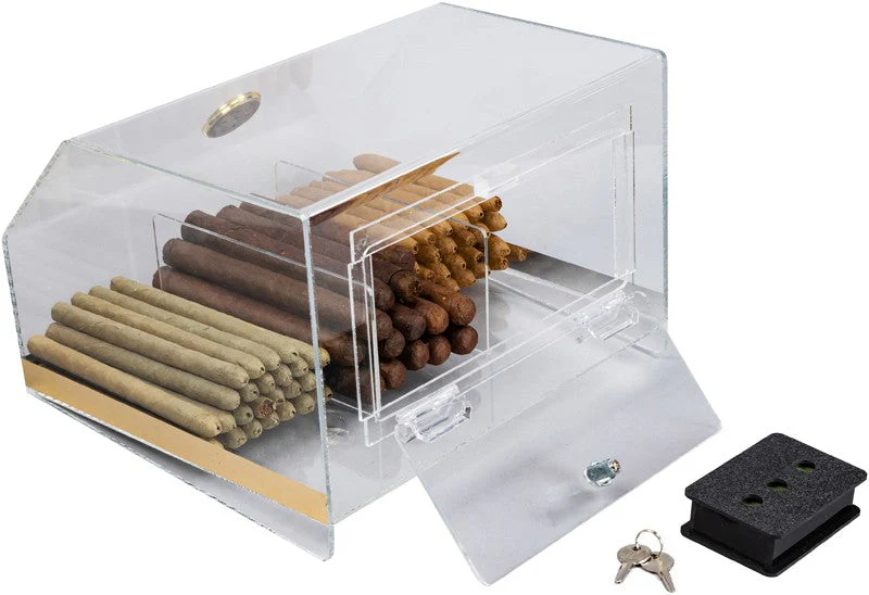 Prestige Import Group Clear Acrylic 75-Cigar Countertop Humidor with Hygrometer - Image 6