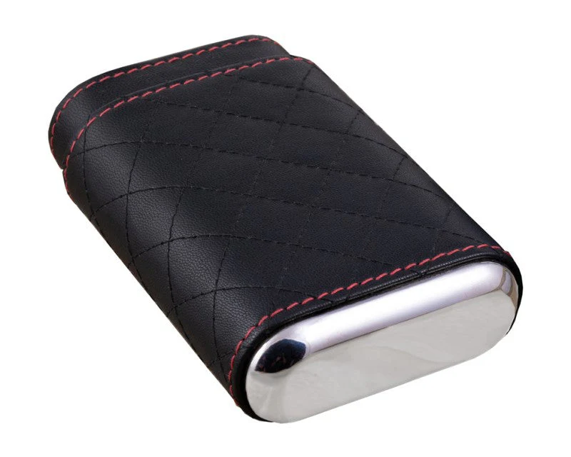 Prestige Import Group 3 Cigar Diamond Stitched Case w/ Polished End Caps