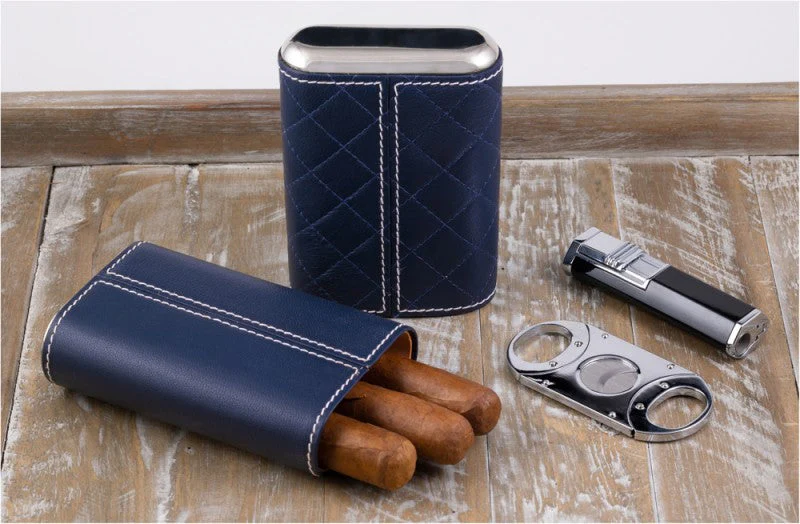Prestige Import Group 3 Cigar Diamond Stitched Case w/ Polished End Caps - Image 10