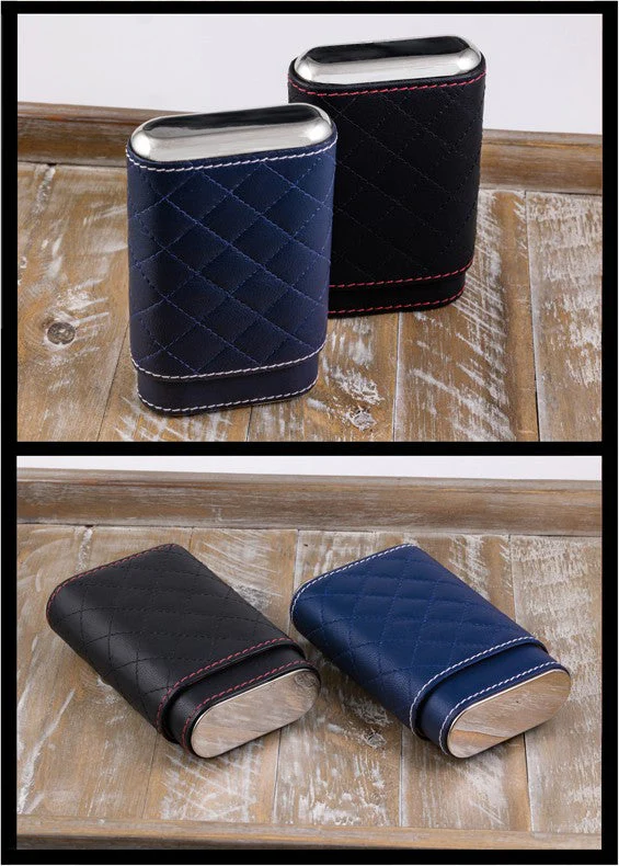 Prestige Import Group 3 Cigar Diamond Stitched Case w/ Polished End Caps - Image 12