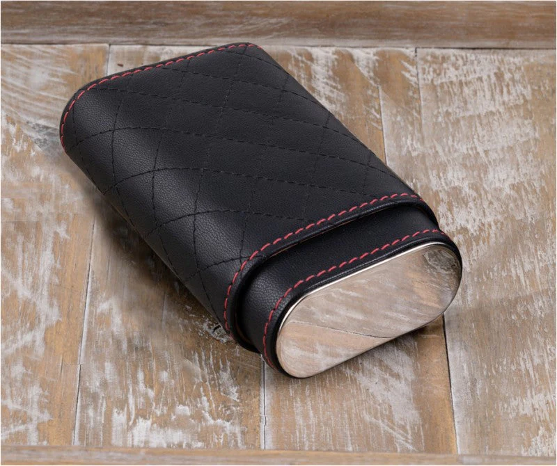 Prestige Import Group 3 Cigar Diamond Stitched Case w/ Polished End Caps - Image 3