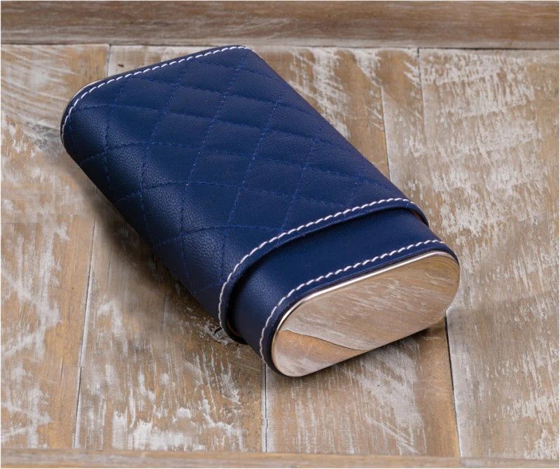 Prestige Import Group 3 Cigar Diamond Stitched Case w/ Polished End Caps - Image 8
