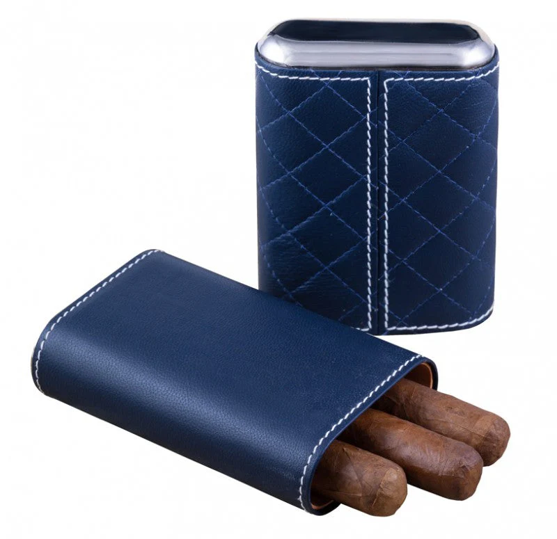 Prestige Import Group 3 Cigar Diamond Stitched Case w/ Polished End Caps - Image 9