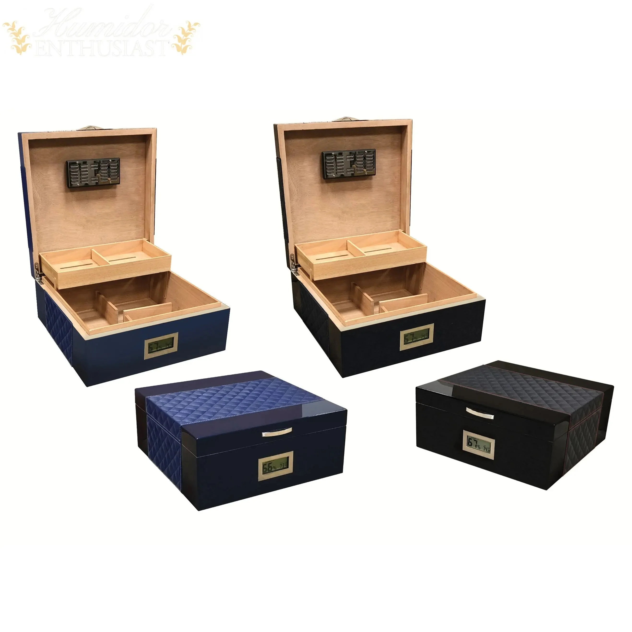 Prestige Import Group Hampton Leather-Pattern Desktop Cigar Humidor, 200-Count - Image 13