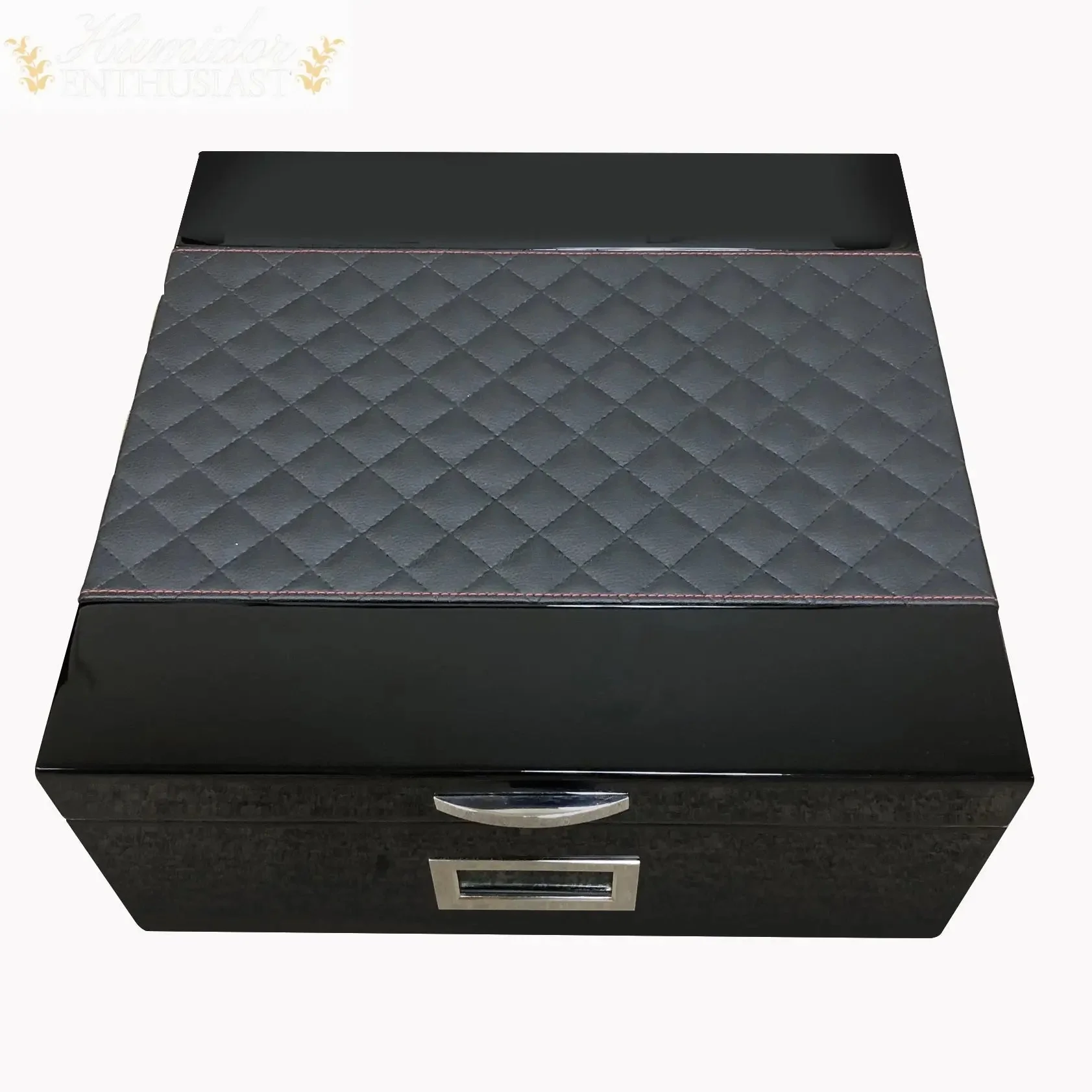Prestige Import Group Hampton Leather-Pattern Desktop Cigar Humidor, 200-Count - Image 3