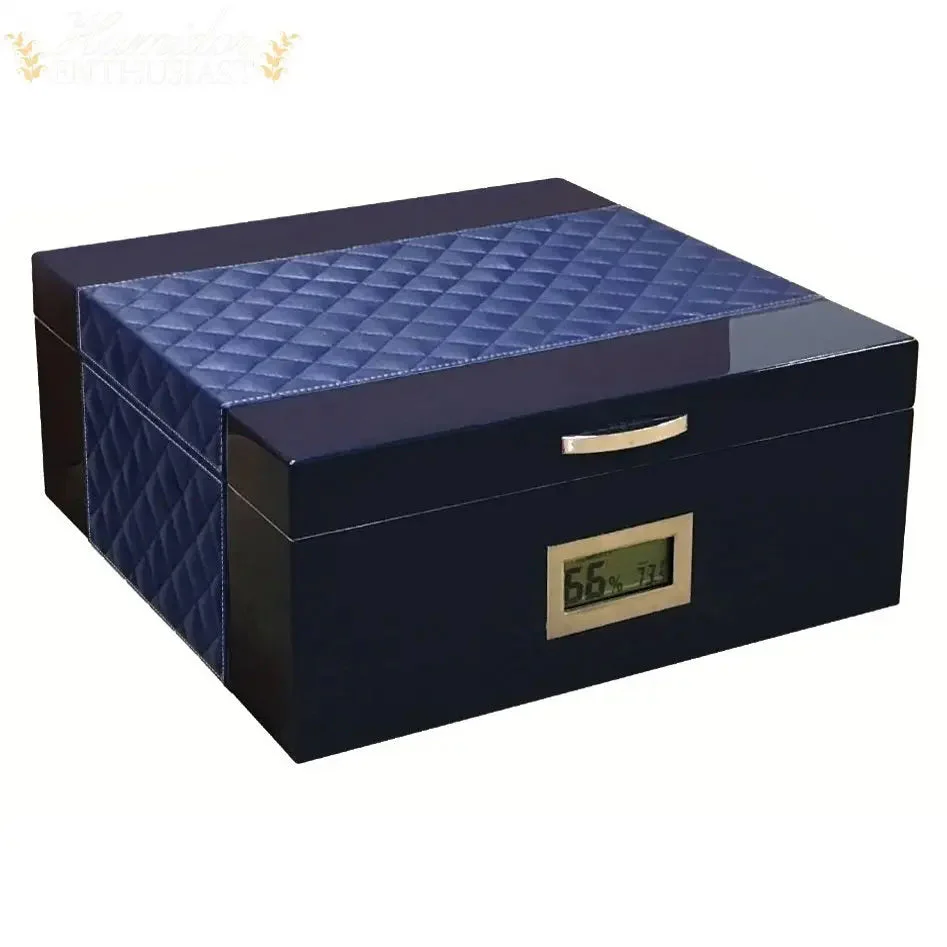 Prestige Import Group Hampton Leather-Pattern Desktop Cigar Humidor, 200-Count - Image 4