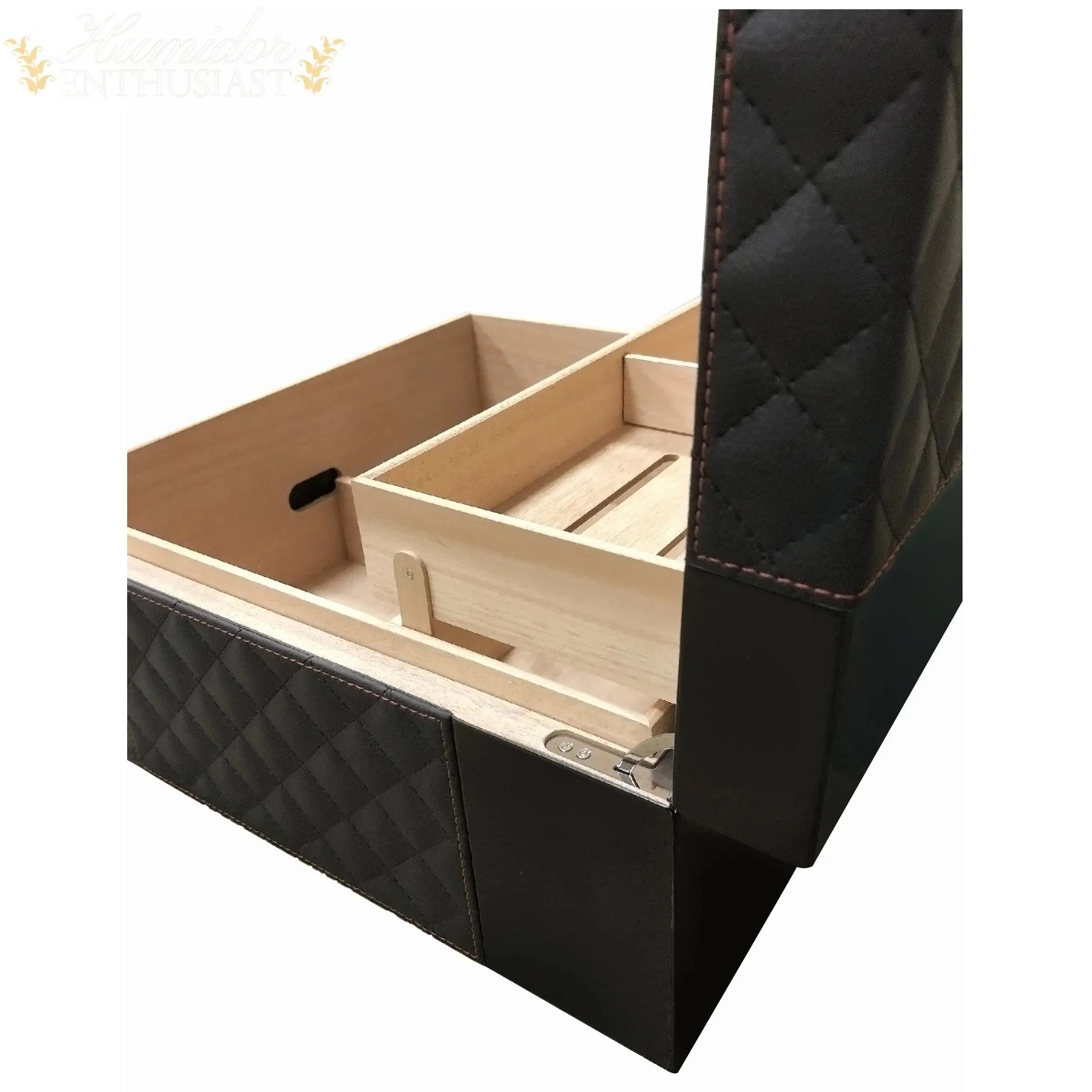 Prestige Import Group Hampton Leather-Pattern Desktop Cigar Humidor, 200-Count - Image 5