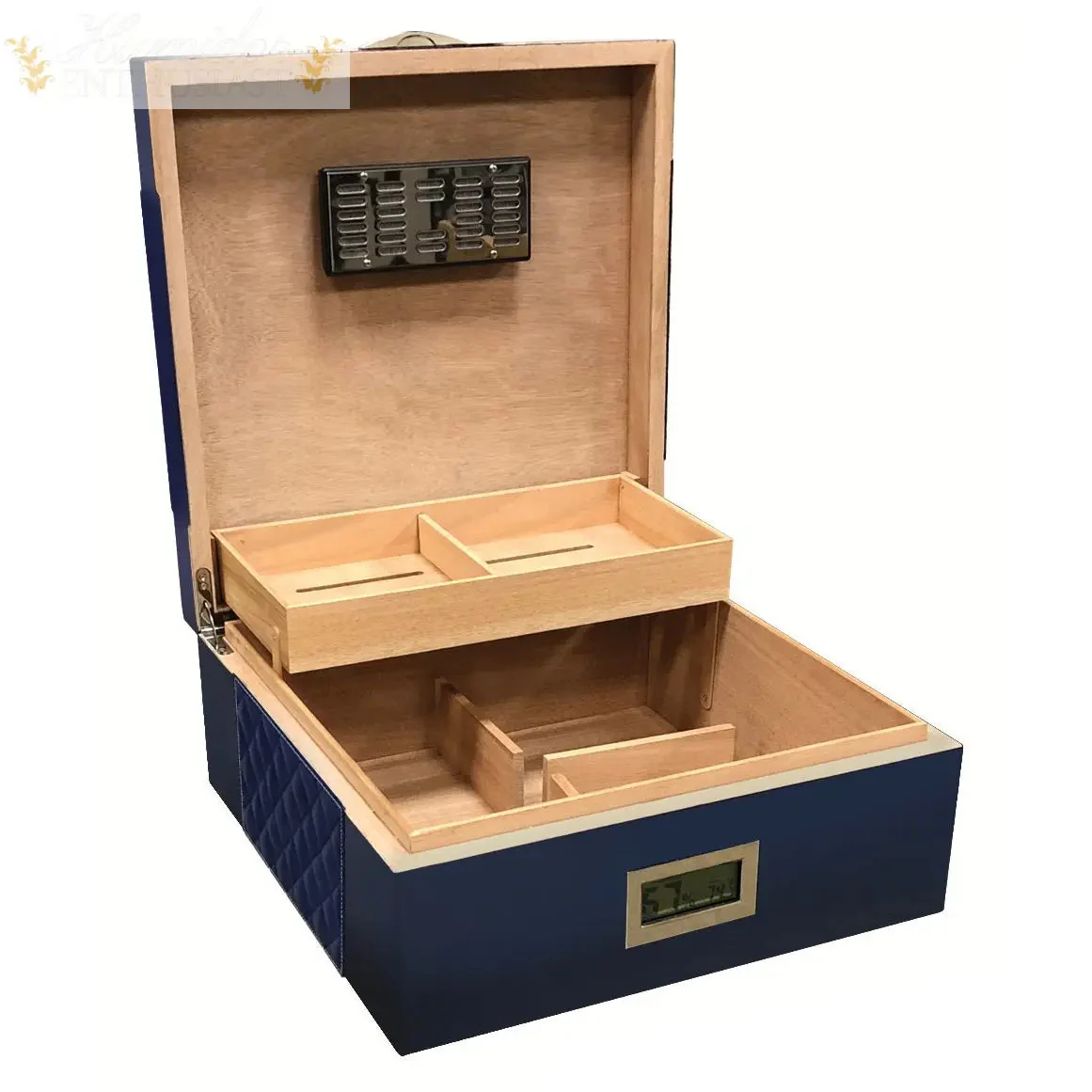 Prestige Import Group Hampton Leather-Pattern Desktop Cigar Humidor, 200-Count - Image 6