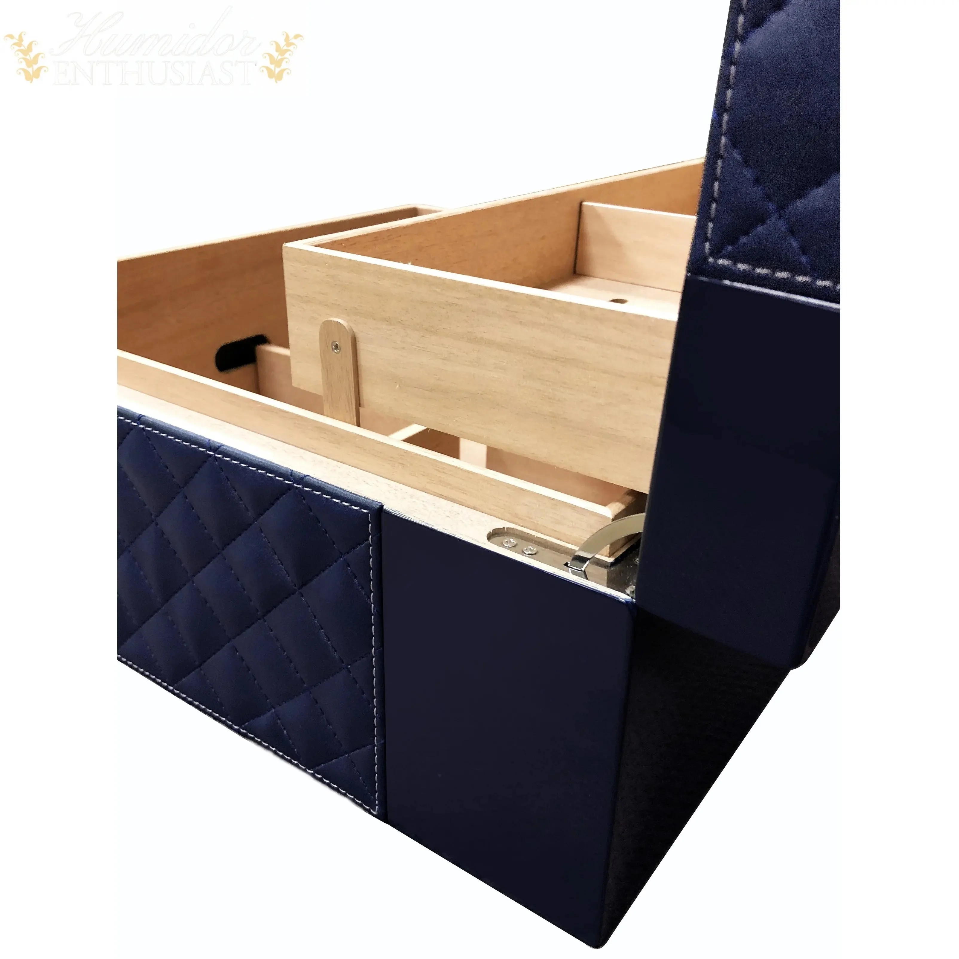 Prestige Import Group Hampton Leather-Pattern Desktop Cigar Humidor, 200-Count - Image 8