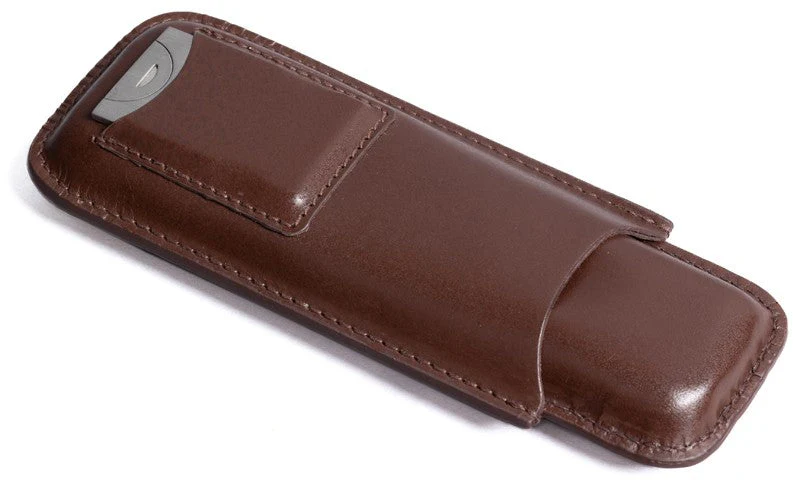 Prestige Import Group 2 Cigar Leather Case w/ Cutter