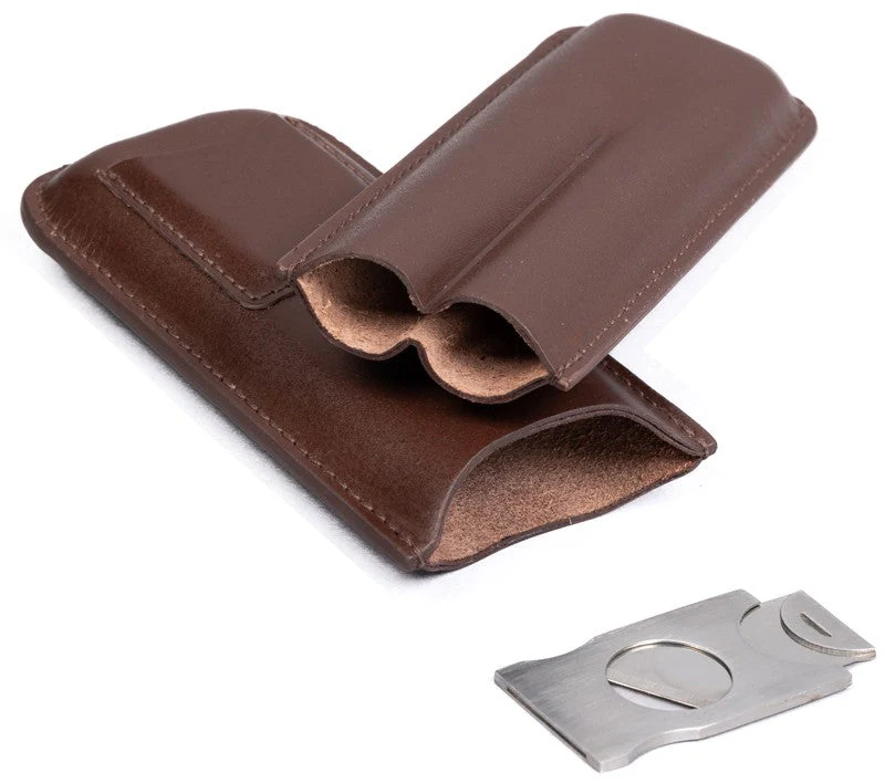 Prestige Import Group 2 Cigar Leather Case w/ Cutter - Image 3