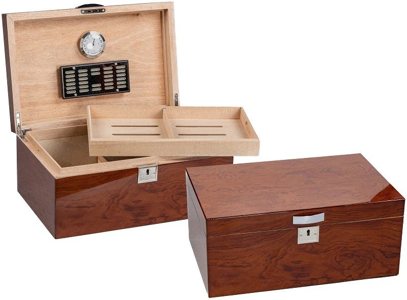 Prestige Import Group The Princeton Ebony or Bubinga Desktop Humidor 130-Cigar Spanish Cedar Lined