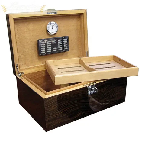 Prestige Import Group The Princeton Ebony or Bubinga Desktop Humidor 130-Cigar Spanish Cedar Lined - Image 11
