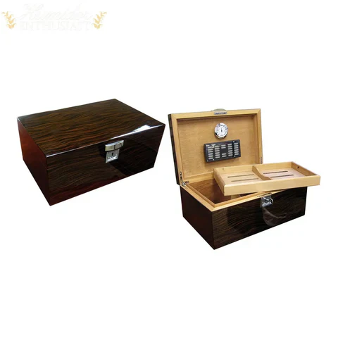 Prestige Import Group The Princeton Ebony or Bubinga Desktop Humidor 130-Cigar Spanish Cedar Lined - Image 12