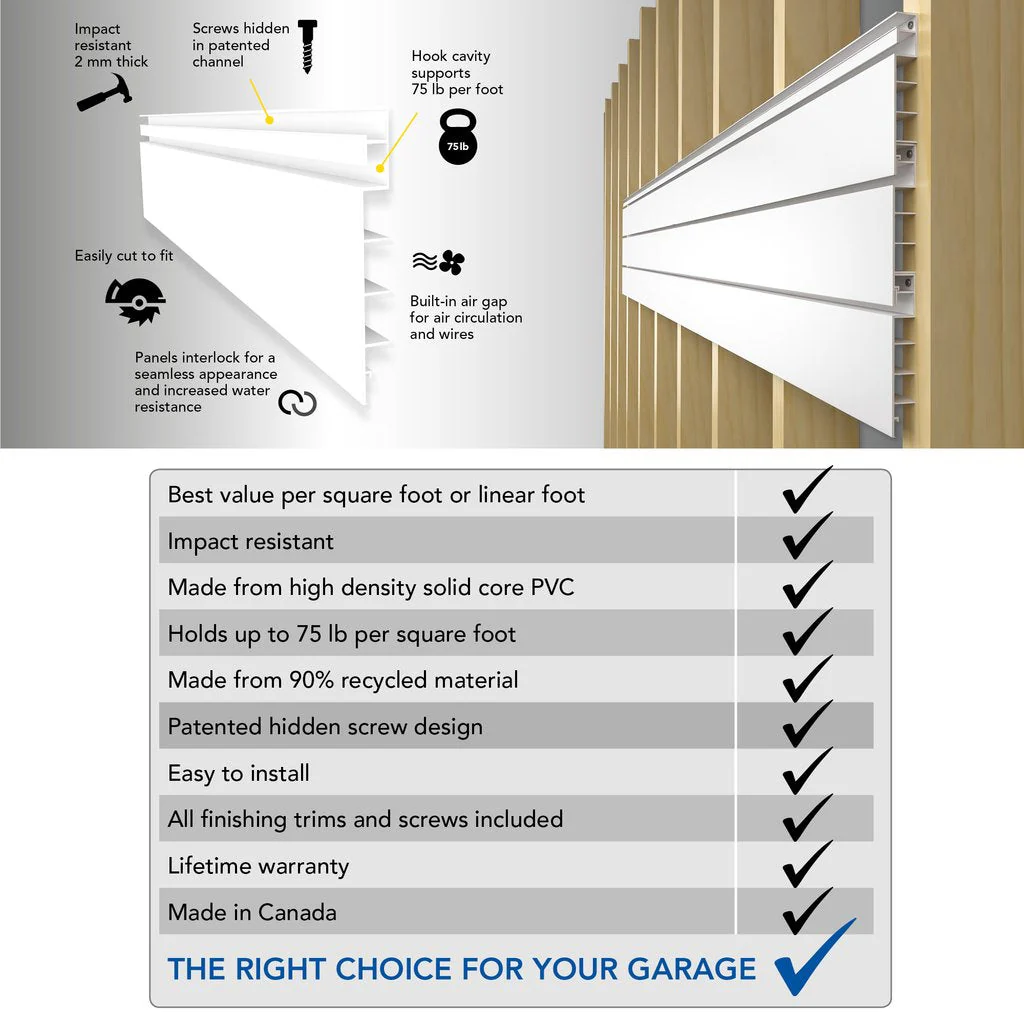 Proslat 8 ft. x 4 ft. PVC Slatwall - Charcoal - Image 3