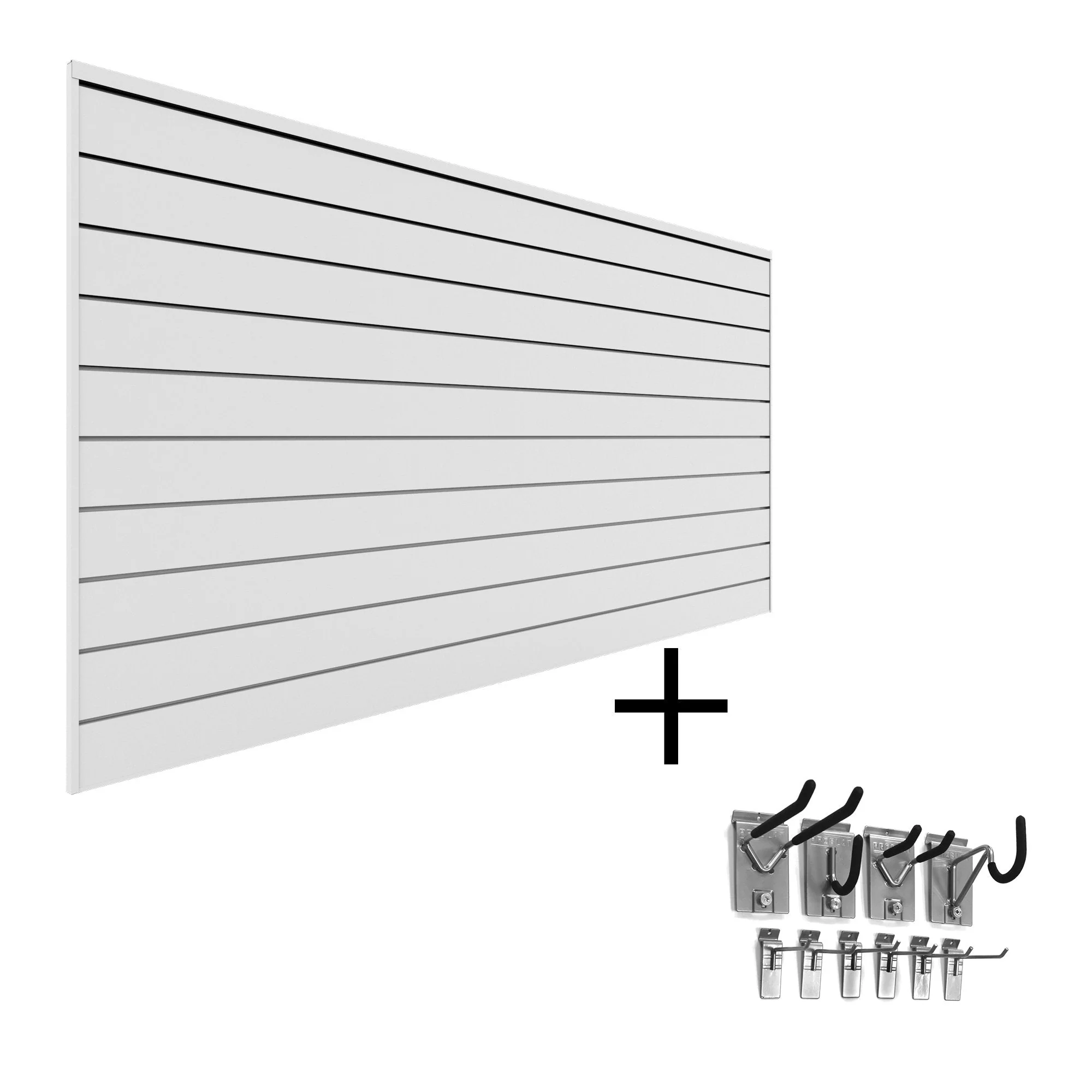 Proslat 8' x 4' PVC Wall Slatwall Mini Bundle - White