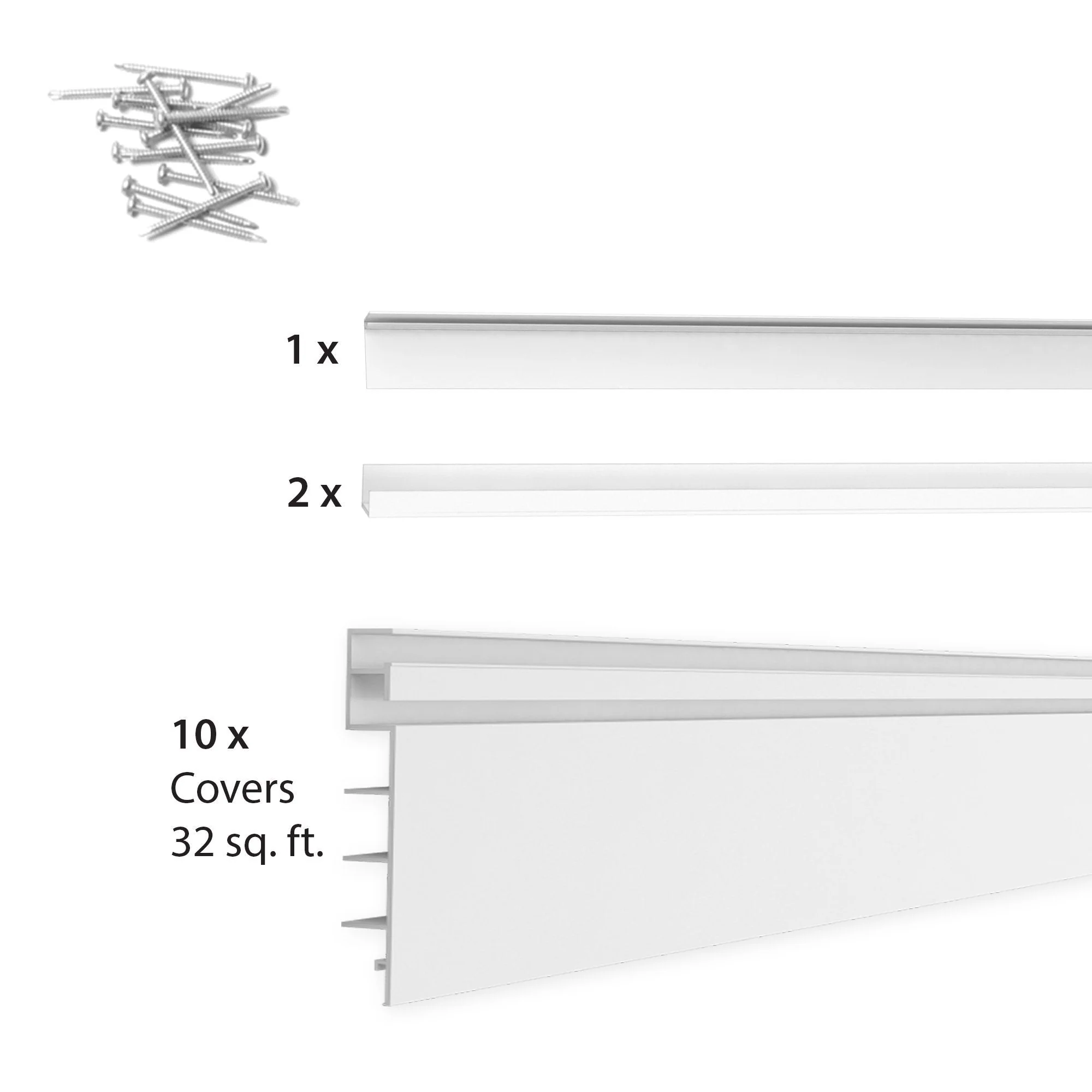 Proslat 8' x 4' PVC Wall Slatwall Mini Bundle - White - Image 11